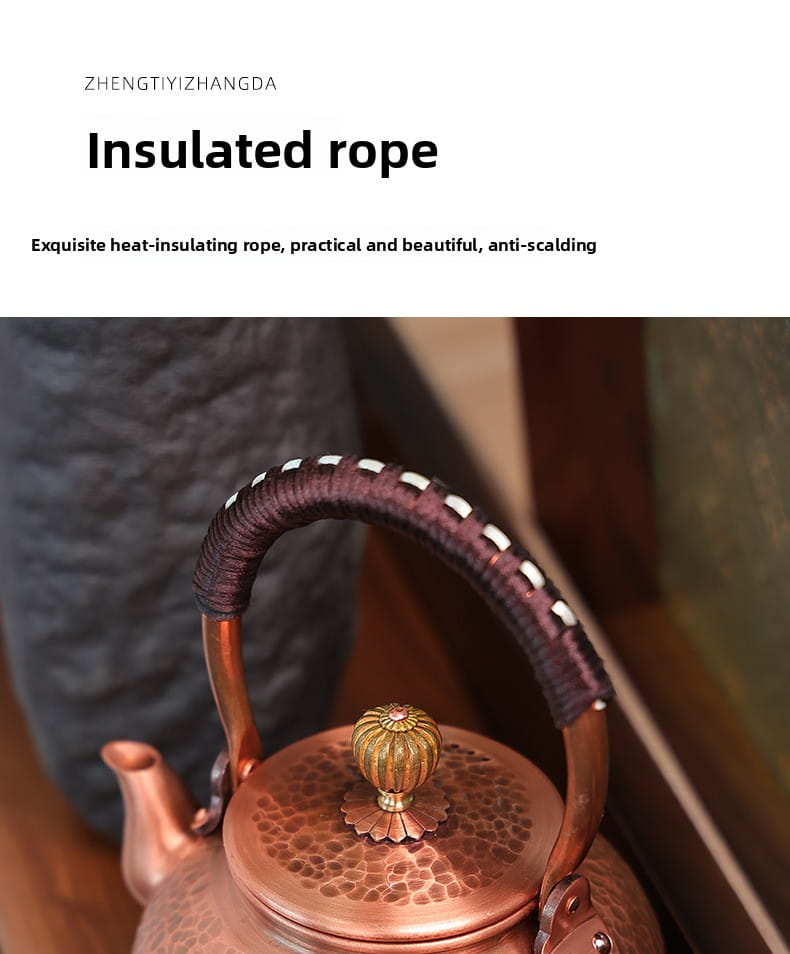 Handcrafted Pure Copper Tea Kettle - Retro Hammered Boiling Water Pot (600ml-1800ml)