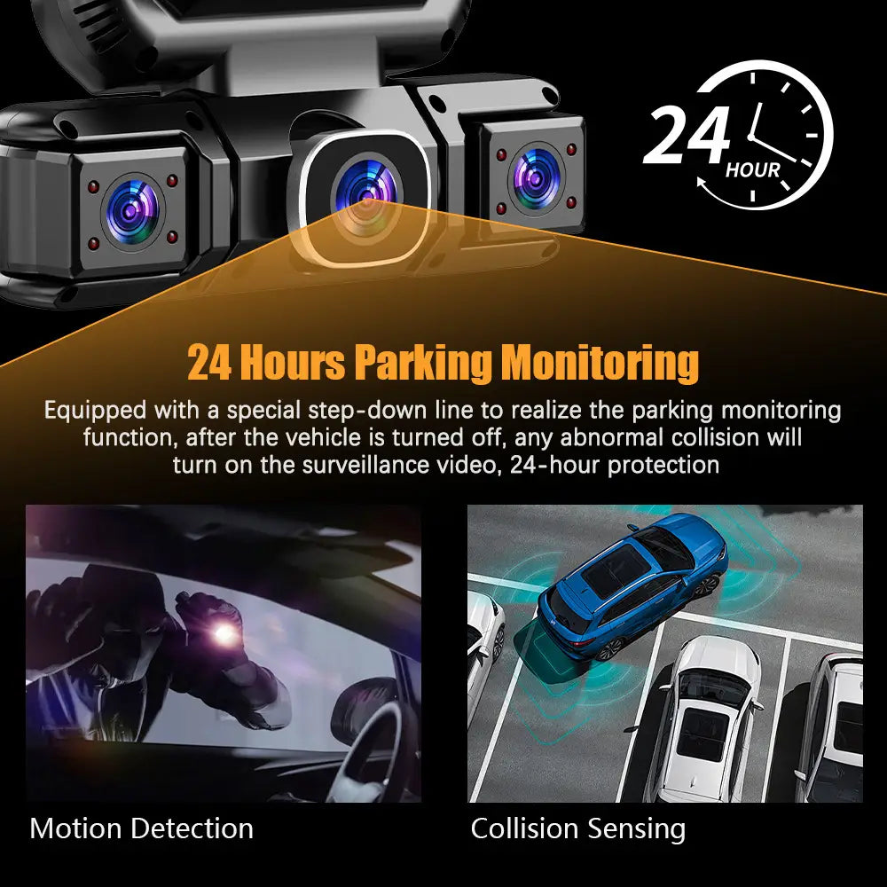 1080P WiFi Car Dash Camera with Four Lenses & Night Vision - Wide Angle Loop Recording Dash Cam