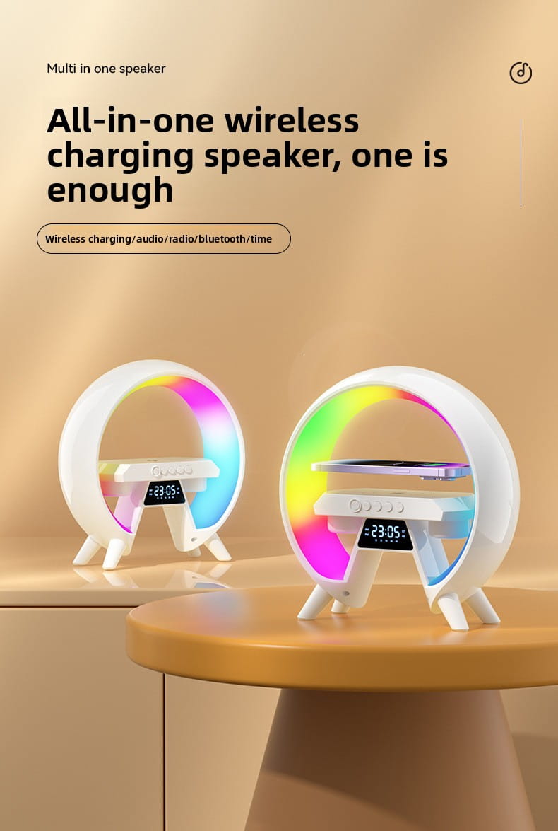 15W Bluetooth Speaker Wireless Charger Alarm Clock Night Light 2.1 Sound