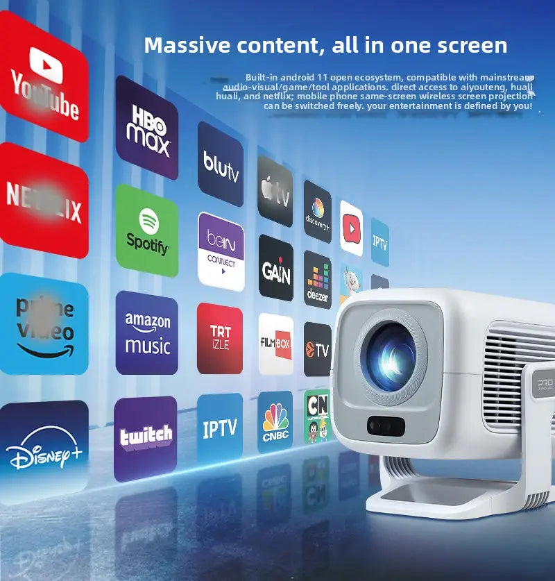 1080P Android Smart Projector with WiFi & Bluetooth 6000 ISO Lumens Portable Home Theater Projector with Auto Focus