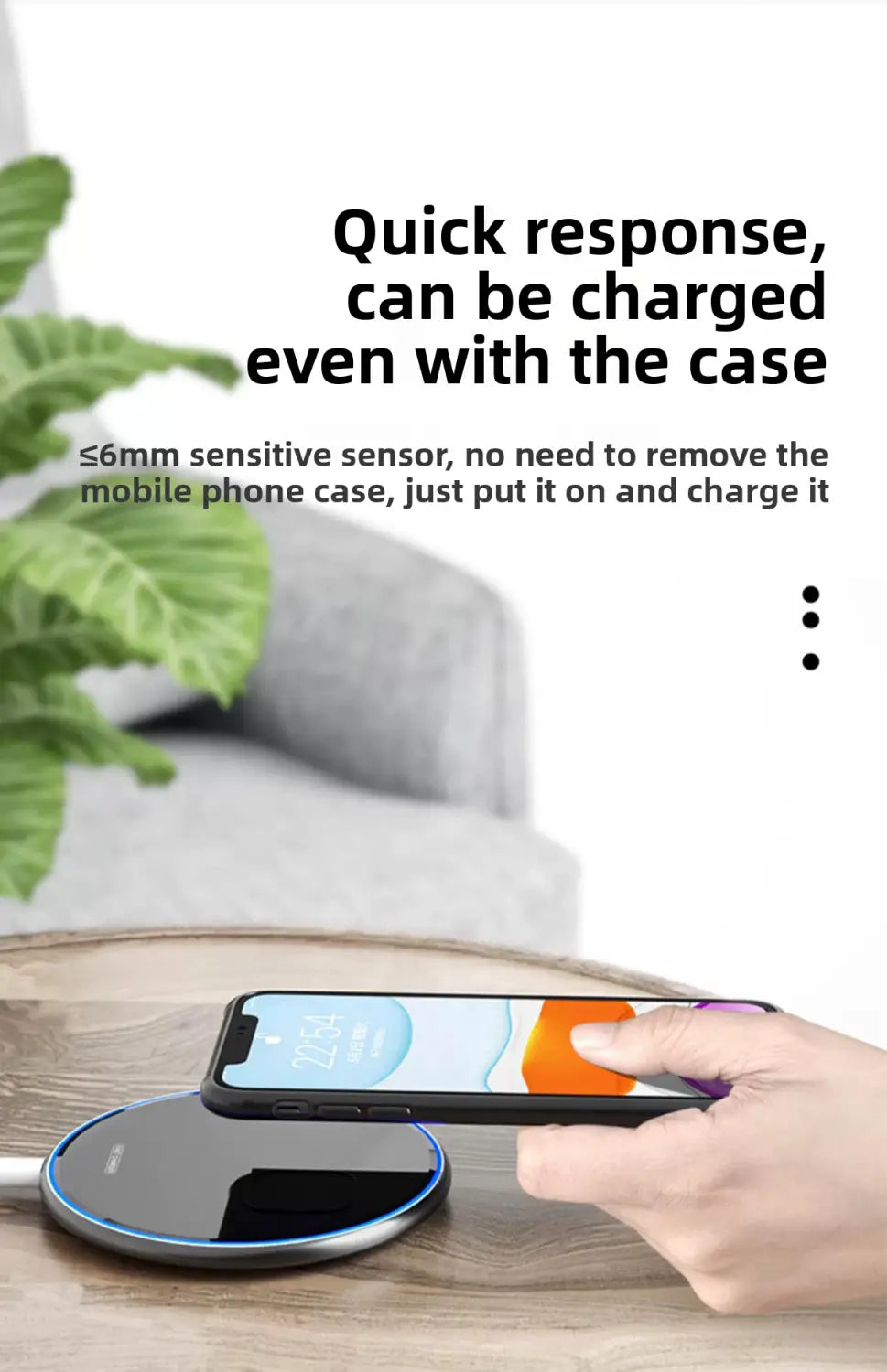 15W Qi Wireless Charger - Ultra-Thin Metal Fast Charging Pad with USB-C for iPhone & Android