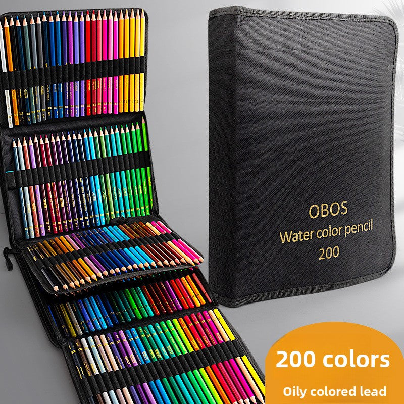 200-Color Oil-Based Colored Pencil Set - Professional Art Supplies with Cloth Bag for Sketching, Drawing, and Coloring