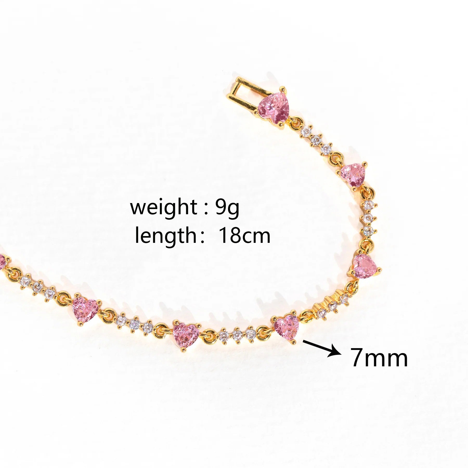 Gold Plated Heart-Shaped Zircon Bow Bracelet - Adjustable Minimalist Womens Jewelry