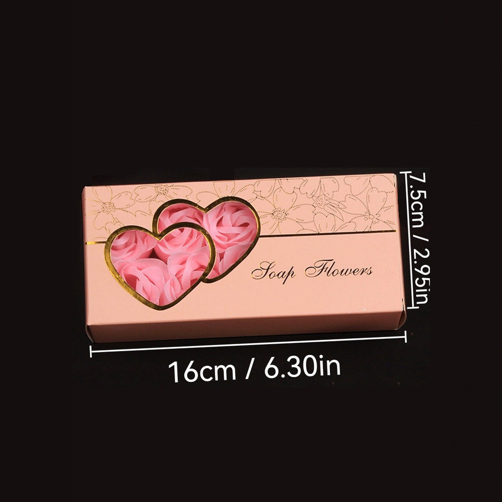 Double Heart Rose Soap Flowers Gift Box Scented Eternal Soap Roses for Valentines Day & Christmas