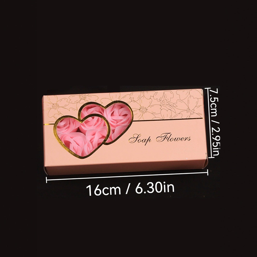 Double Heart Rose Soap Flowers Gift Box Scented Eternal Soap Roses for Valentines Day & Christmas