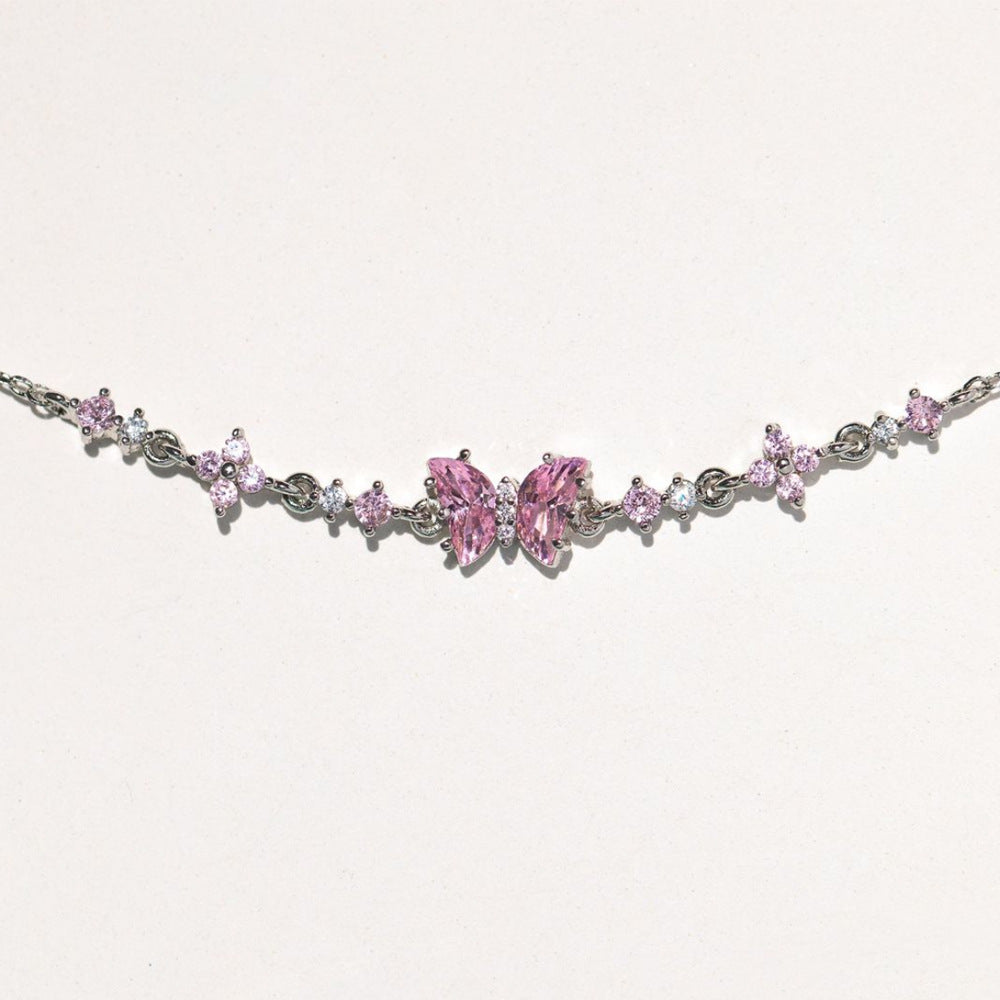 Gold Plated Heart-Shaped Zircon Bow Bracelet - Adjustable Minimalist Womens Jewelry