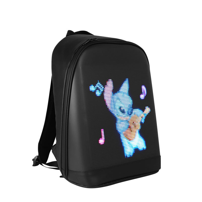 Smart LED Display Backpack Waterproof PU Laptop Bag for Travel, Advertising & Daily Use