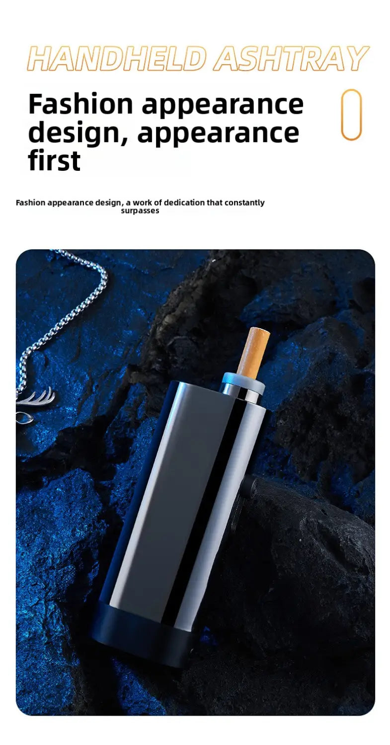 USB Rechargeable Car Ashtray with Push-Button Lighter Portable Smokeless Ash Holder with Gift Box
