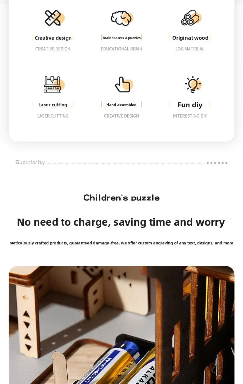 3D Wooden Mechanical Ball Track Puzzle DIY Marble Run Simulation Model Educational Toy