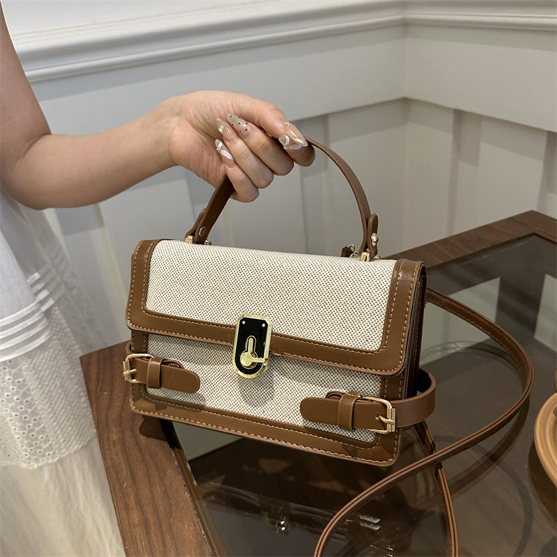 Small Square Bag Trendy Color-Block Crossbody for Summer