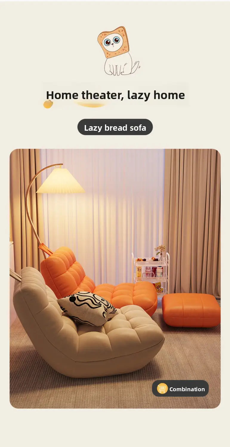 Modern Single Bean Bag Chair with High Elastic Foam - Multi-Functional Lounge Seat with Optional Footrest