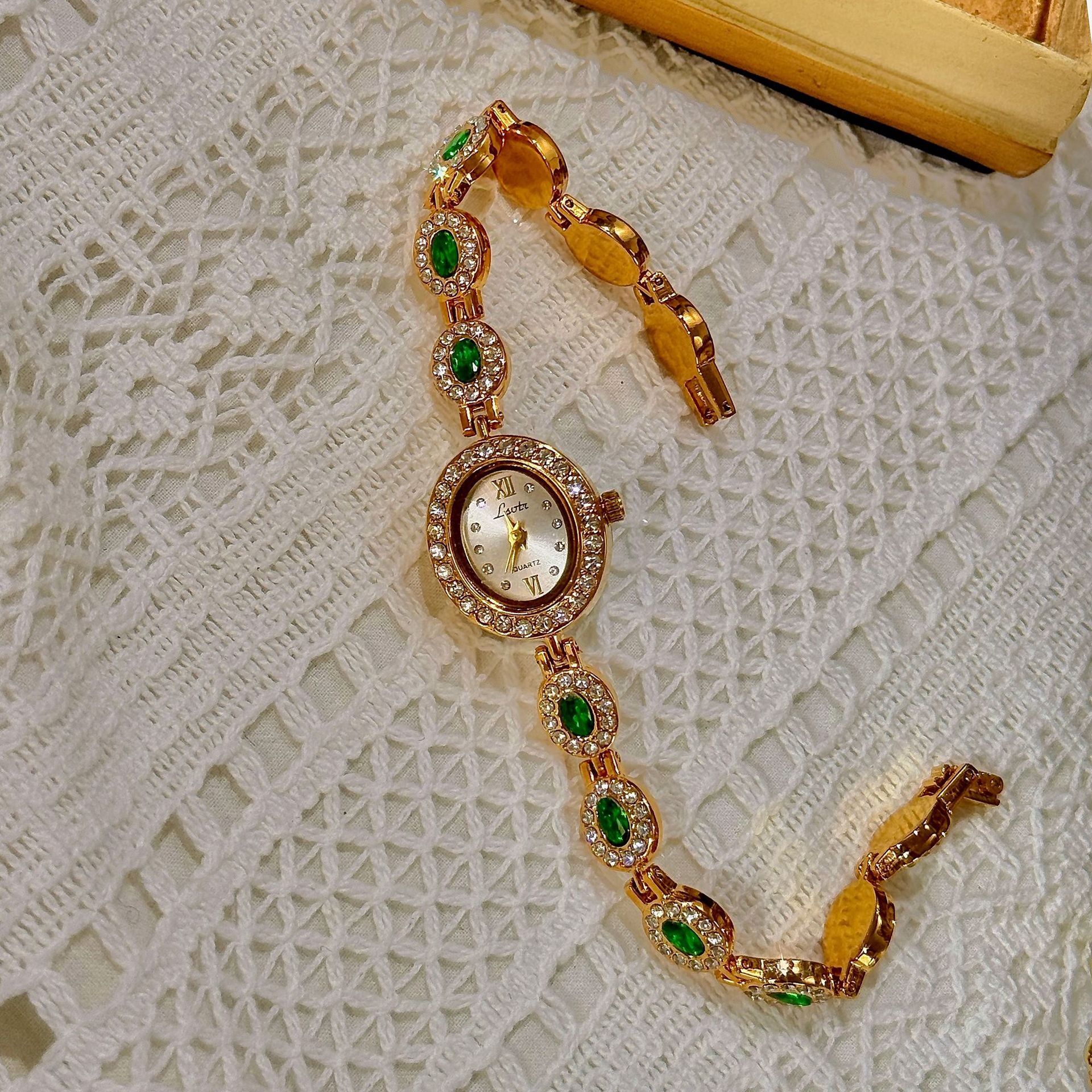 Rainbow Gem Oval Quartz Watch | Elegant Alloy Case, Singapore Quartz Movement, 30M Water Resistant Fashion Jewelry Watch