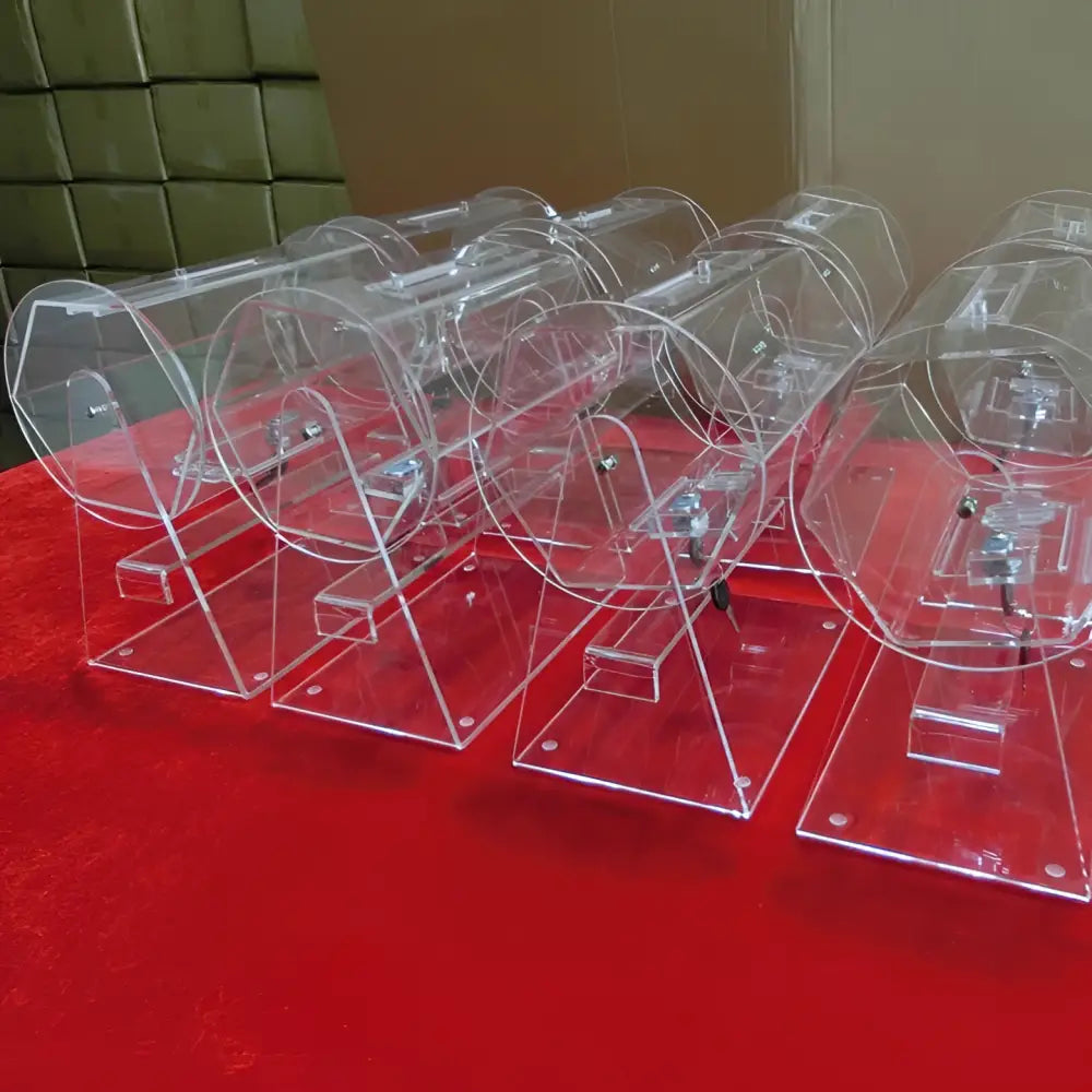 Clear Acrylic Lottery Drum Raffle Drawing Machine Transparent Rotating Ball Box - Gaming Electronics