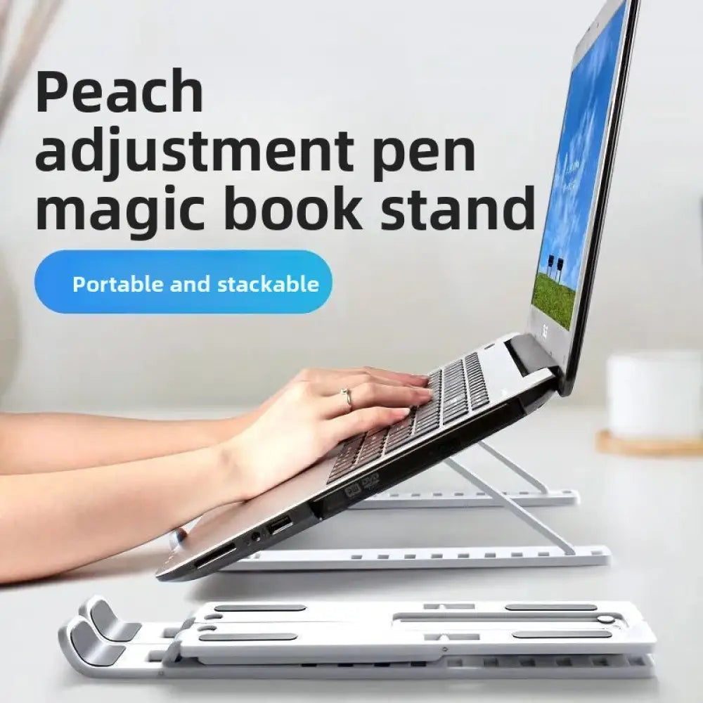 Adjustable Foldable Laptop Stand with Cooling Design - 10-Level Aluminum Ergonomic Laptop & Tablet Holder - Consumer