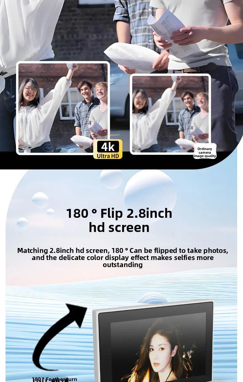 14MP Digital Camera with 3.0’’ Rotating Screen - HD Selfie Camera with 3x Zoom for Students & Travel