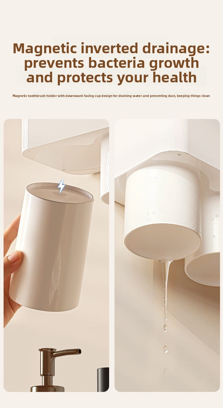 Magnetic Wall-Mounted Toothbrush Holder with Toothpaste Squeezer