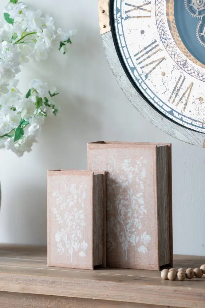 Vintage Botanical and Bird Decorative Book Storage Box Set - 86826 - Home Decor