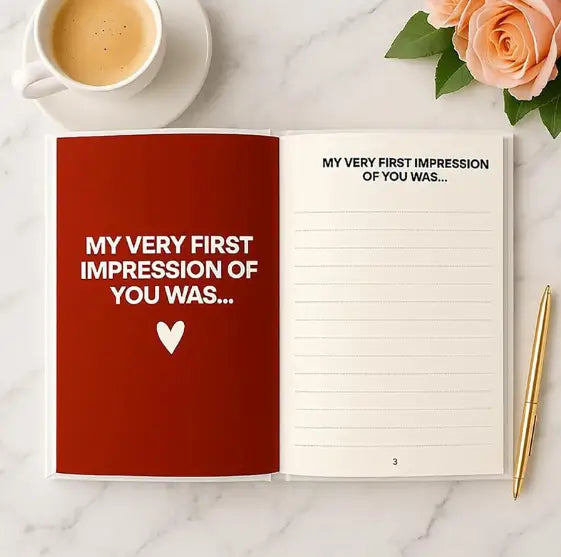 Couples Memory Notebook Journal - Romantic Minimalist Keepsake Diary with Premium Wood Pulp Paper