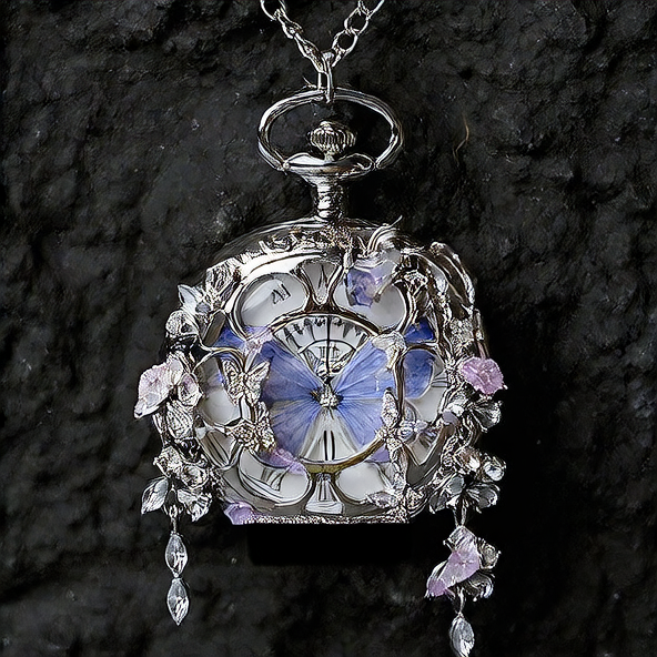 Real Butterfly Pocket Watch - Preserved Specimen Decorative Electronic Pocket Watch Gift