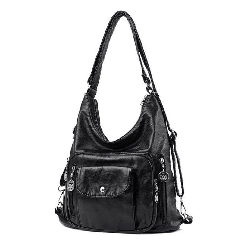 Stylish Large PU Bucket Bag Versatile Shoulder Bag for Everyday Use
