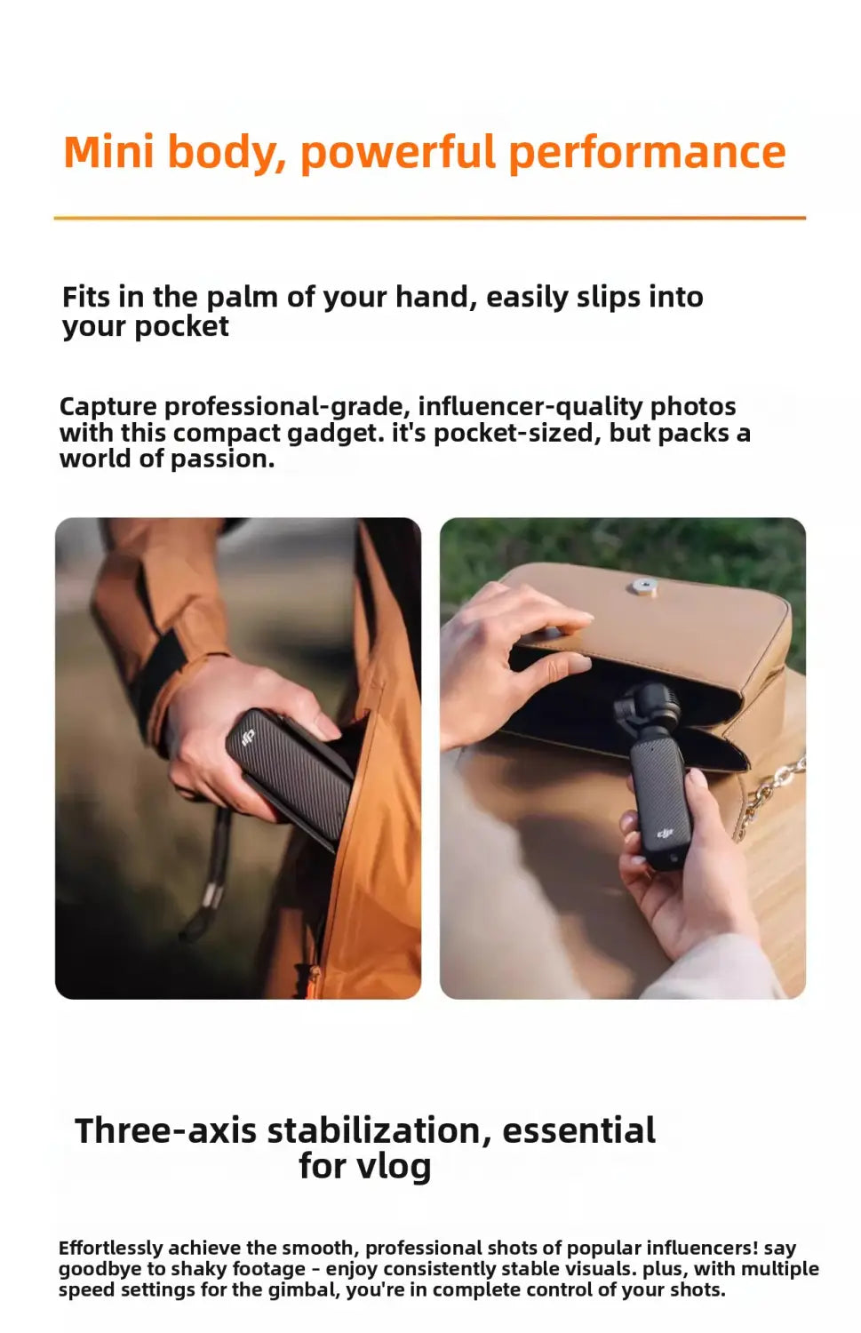 4K Pocket Gimbal Camera with 3-Axis Stabilization - Touchscreen Vlog Camera for Travel & Video Recording