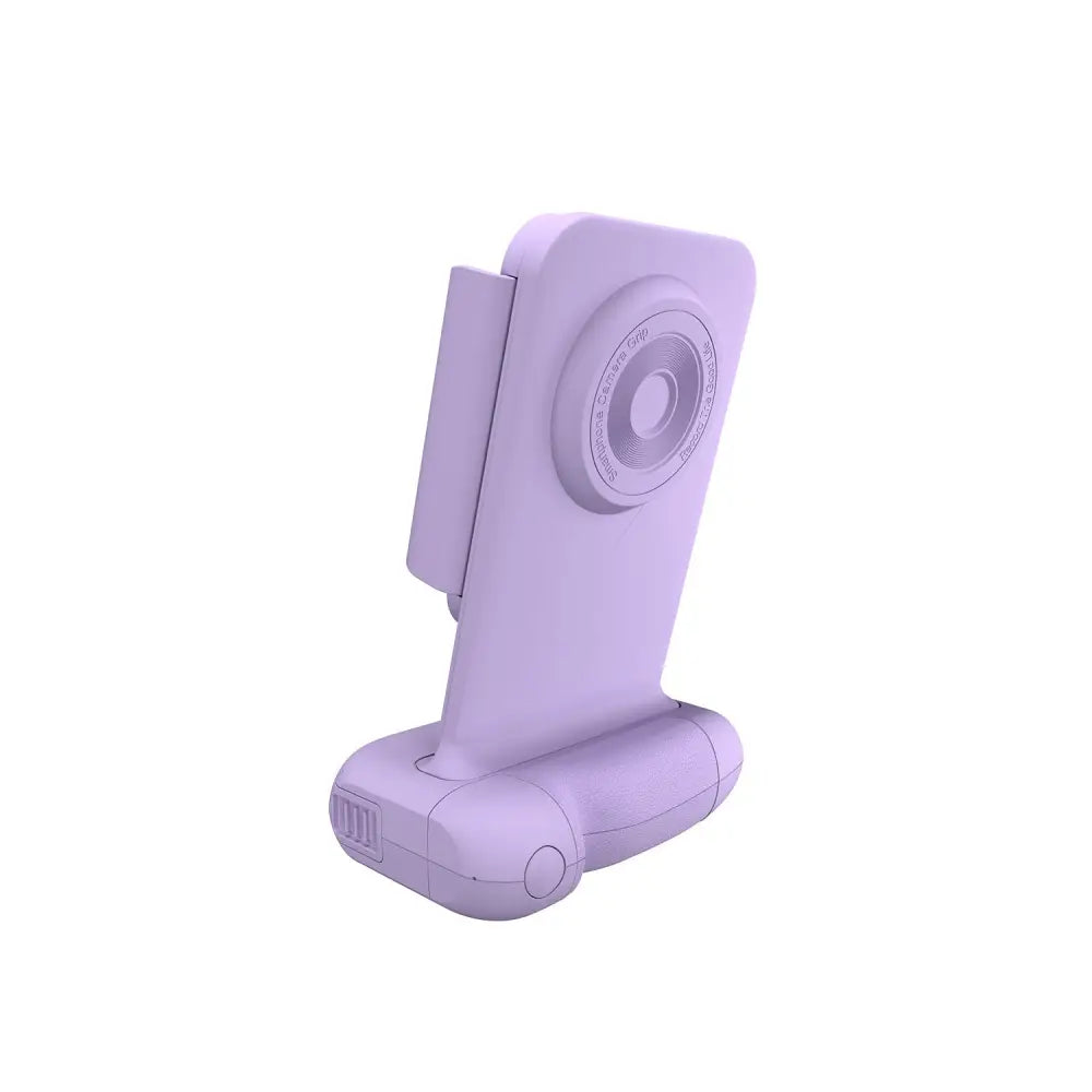 Bluetooth Camera Grip with Magnetic Remote & Wireless Charging - Rotatable Phone Holder Tripod Stand - Light Purple