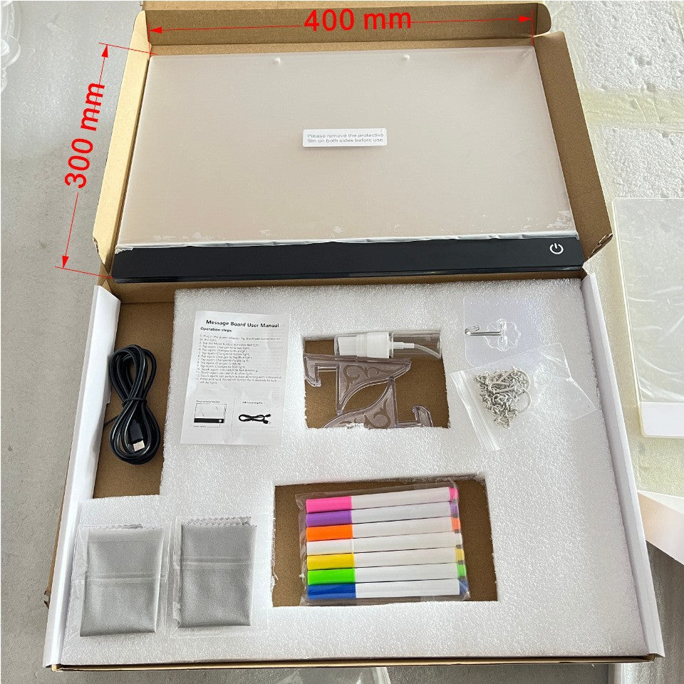 Reusable LED Acrylic Drawing Board for Kids - Touch-Control Light-Up Writing Tablet with 7 Colored Pens, Creative Educational Art Board