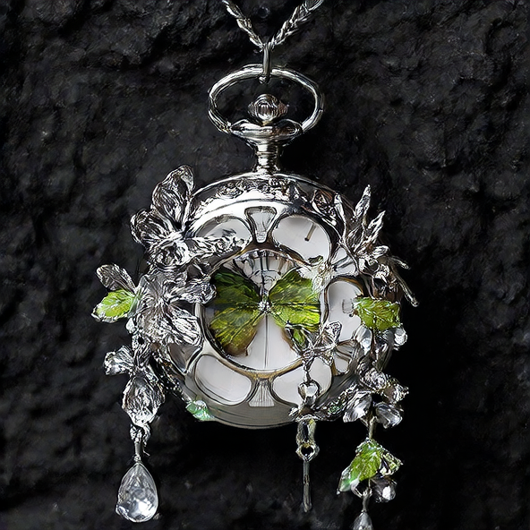 Real Butterfly Pocket Watch - Preserved Specimen Decorative Electronic Pocket Watch Gift