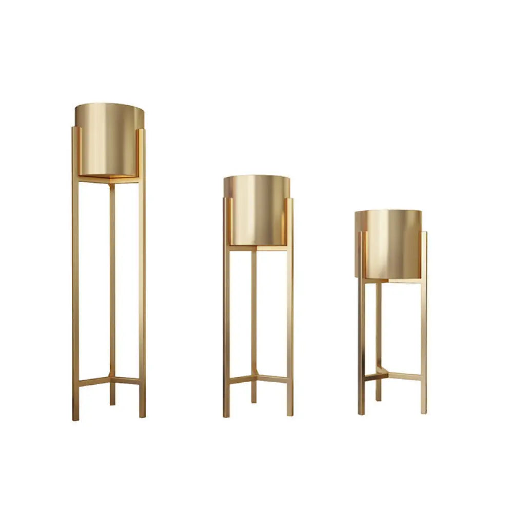 Nordic Gold Metal Plant Stand with Cylindrical Pot Holders - Gold Small Medium Large - Home Decor