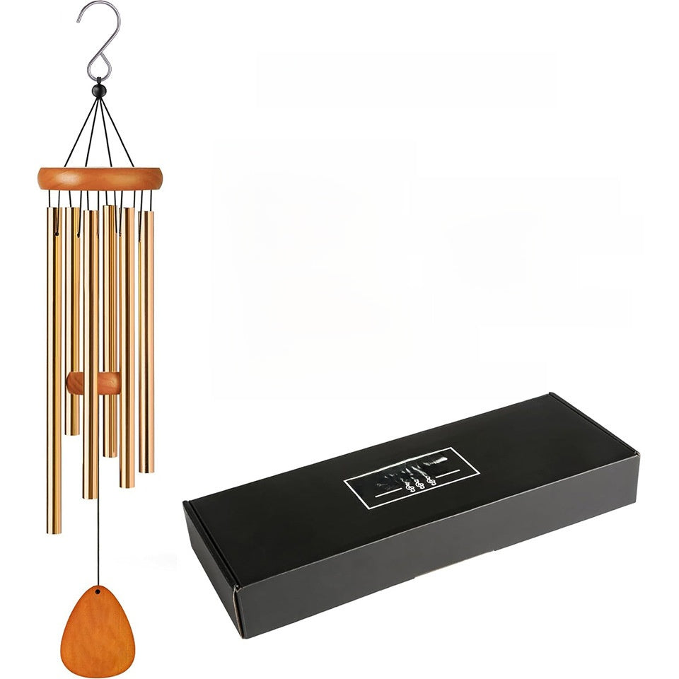 Personalized Aluminum Wind Chimes - 6 Tube Outdoor Hanging Chime with Deep Resonant Sound