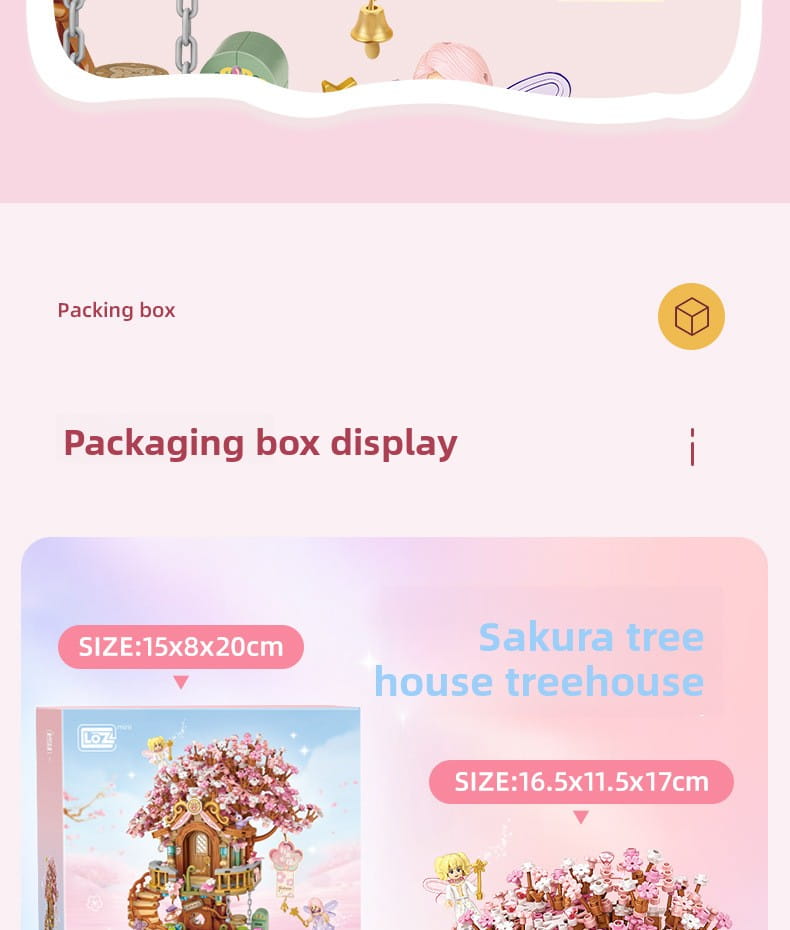 DIY Sakura Tree House Building Blocks Set (400-800 Pieces) - Pink Cherry Blossom Mini House Construction Toy Gift