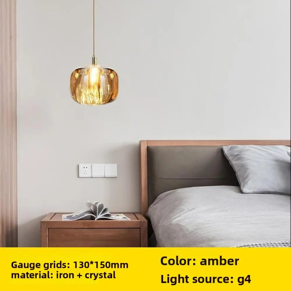 Modern Smart Crystal Pendant Light in Amber and Silver finishes - Large Single Head Amber - Home Decor