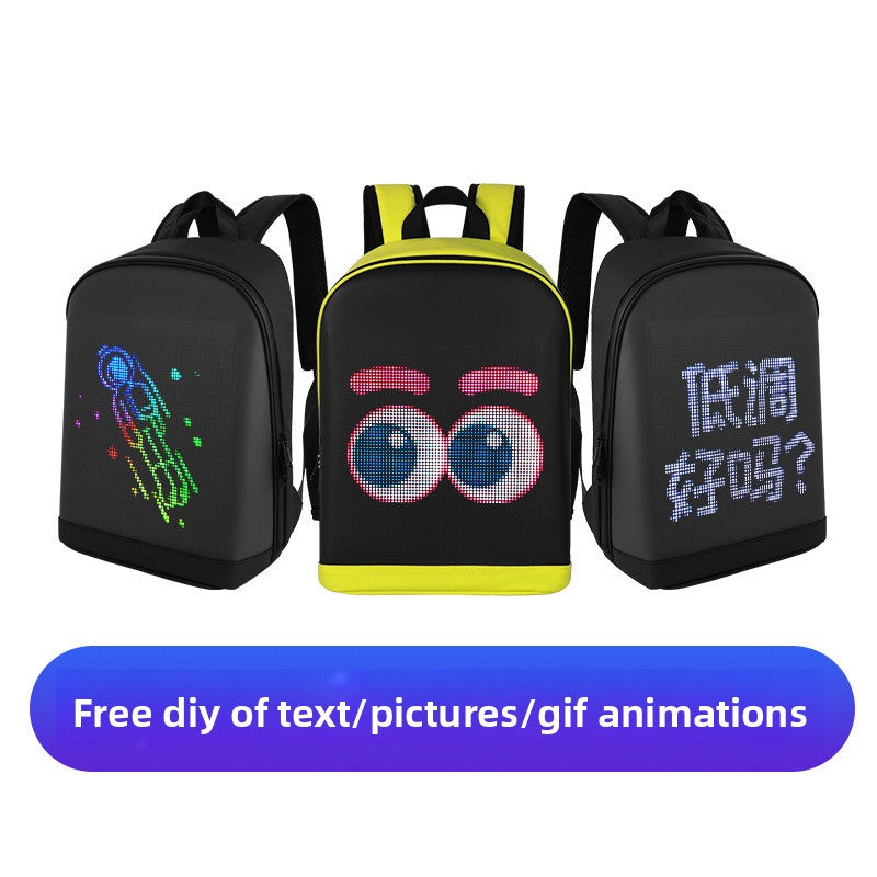 Smart LED Display Backpack Waterproof PU Laptop Bag for Travel, Advertising & Daily Use