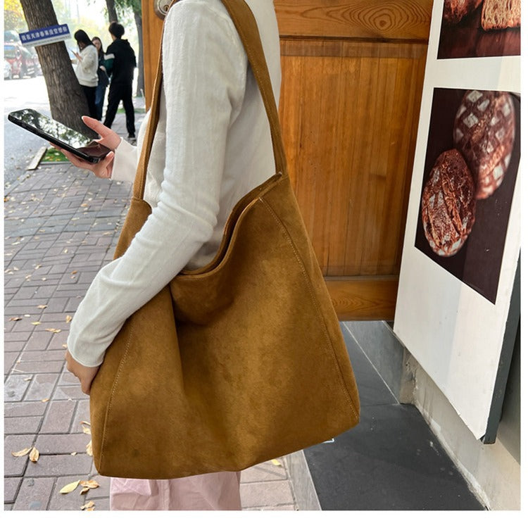 Retro Woolen Tote Bag Urban Simplicity Style for Daily Use