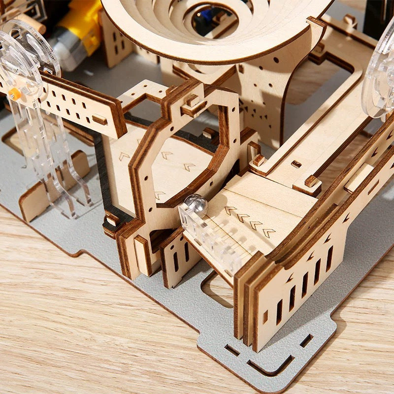 3D Wooden Mechanical Ball Track Puzzle DIY Marble Run Simulation Model Educational Toy