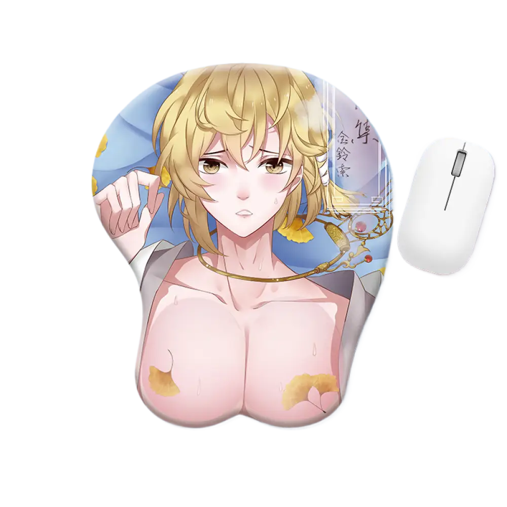 Cartoon Silicone Mouse Pad with Ergonomic Wrist Rest - Comfortable Gaming & Office Mouse Mat - OPP Bag / ML021-Gold