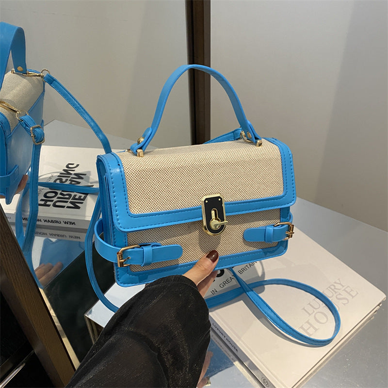 Small Square Bag Trendy Color-Block Crossbody for Summer