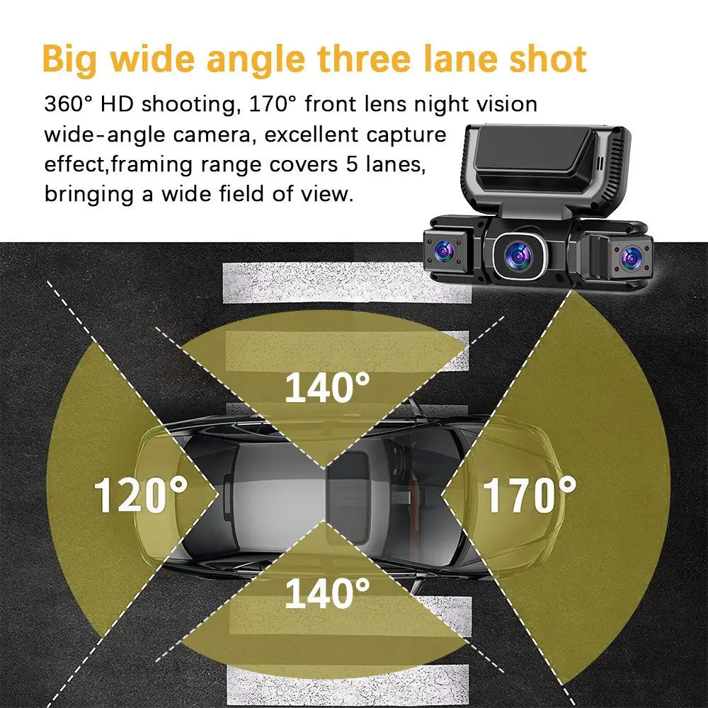 1080P WiFi Car Dash Camera with Four Lenses & Night Vision - Wide Angle Loop Recording Dash Cam