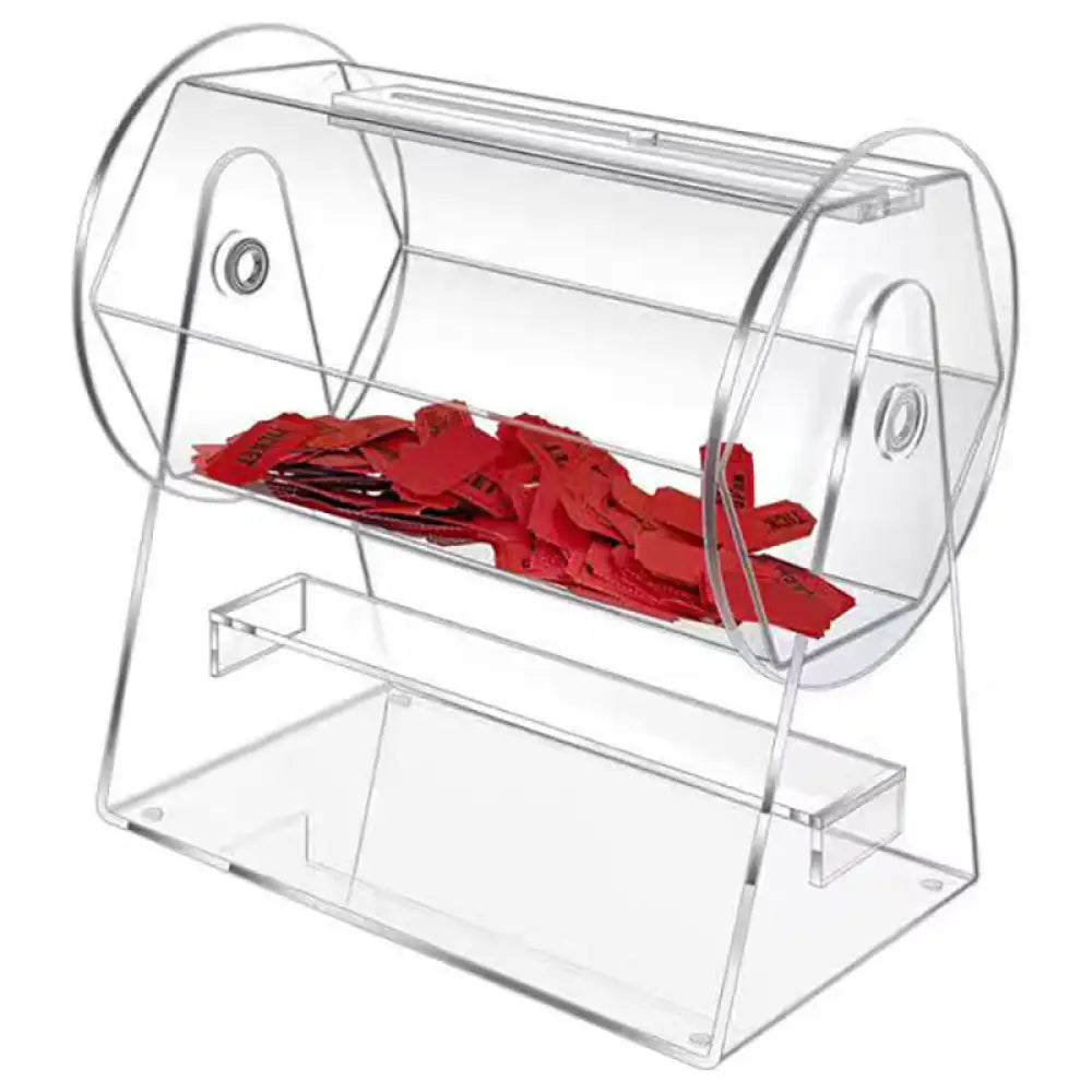 Clear Acrylic Lottery Drum Raffle Drawing Machine Transparent Rotating Ball Box - Gaming Electronics
