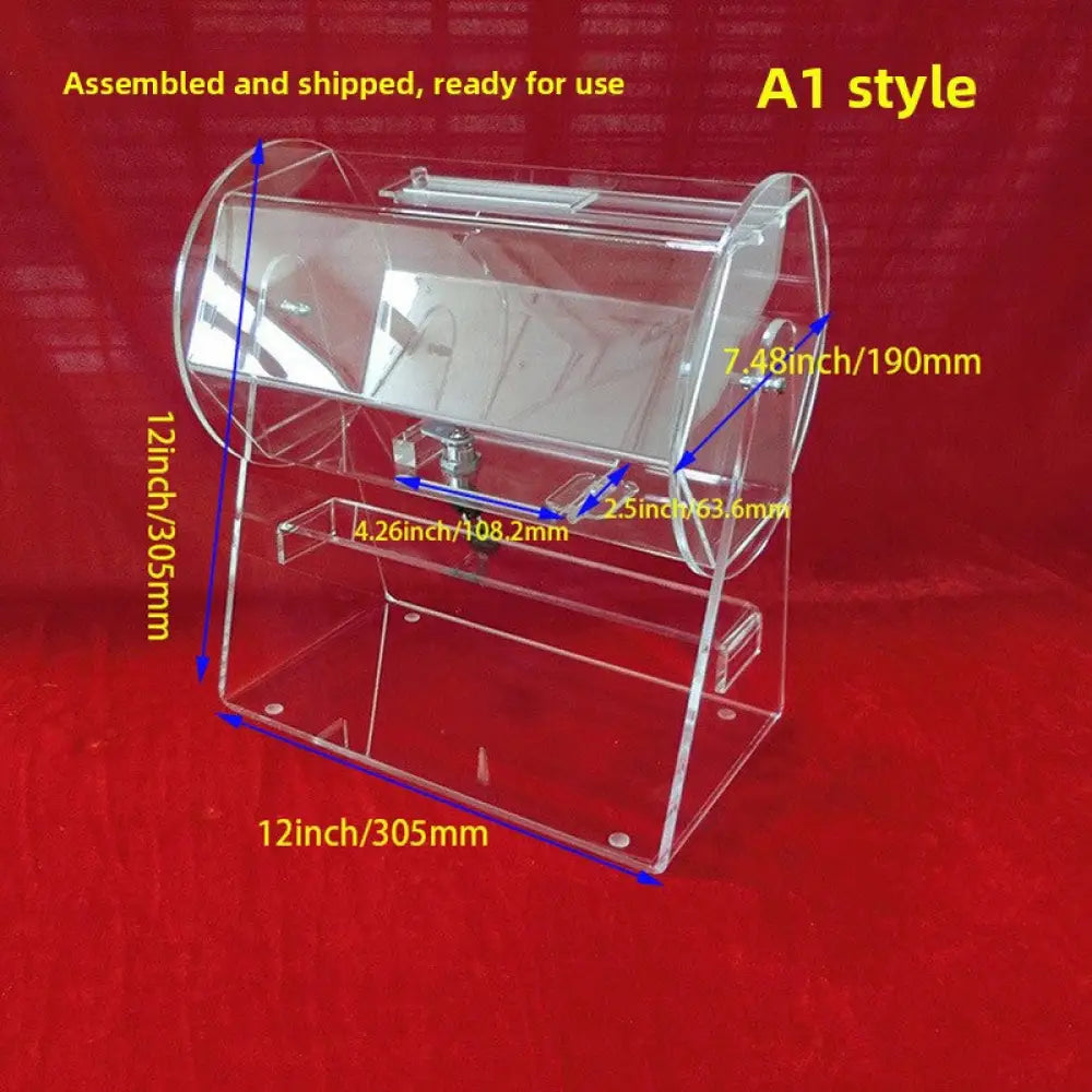 Clear Acrylic Lottery Drum Raffle Drawing Machine Transparent Rotating Ball Box - Small Lottery Drum A1 - Gaming