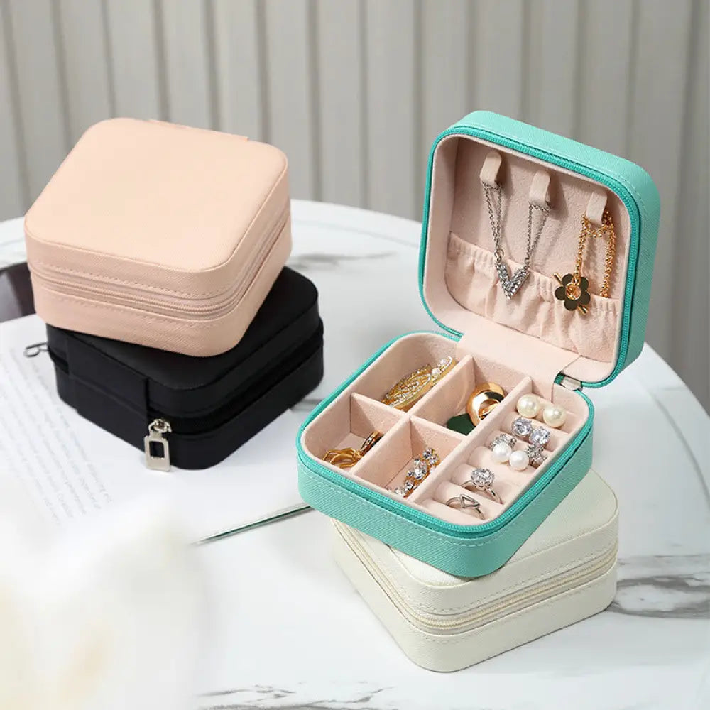 Compact Faux Leather Jewelry Storage Box and Travel Organizer Case - Gifts for All Occasions