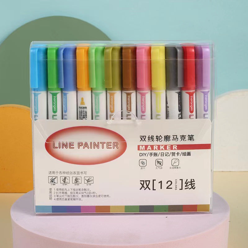 Dual-Tip Fluorescent Marker Set - 36 Vibrant Colors for Art, Journaling, and Highlighting