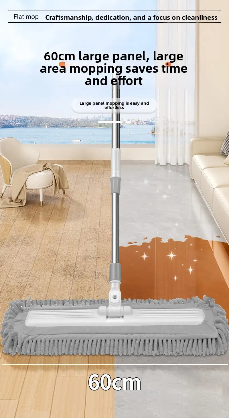 Chenille Spin Mop with Telescopic Handle - Adjustable 84-134cm Stainless Steel Floor Cleaner with Flip Squeeze &