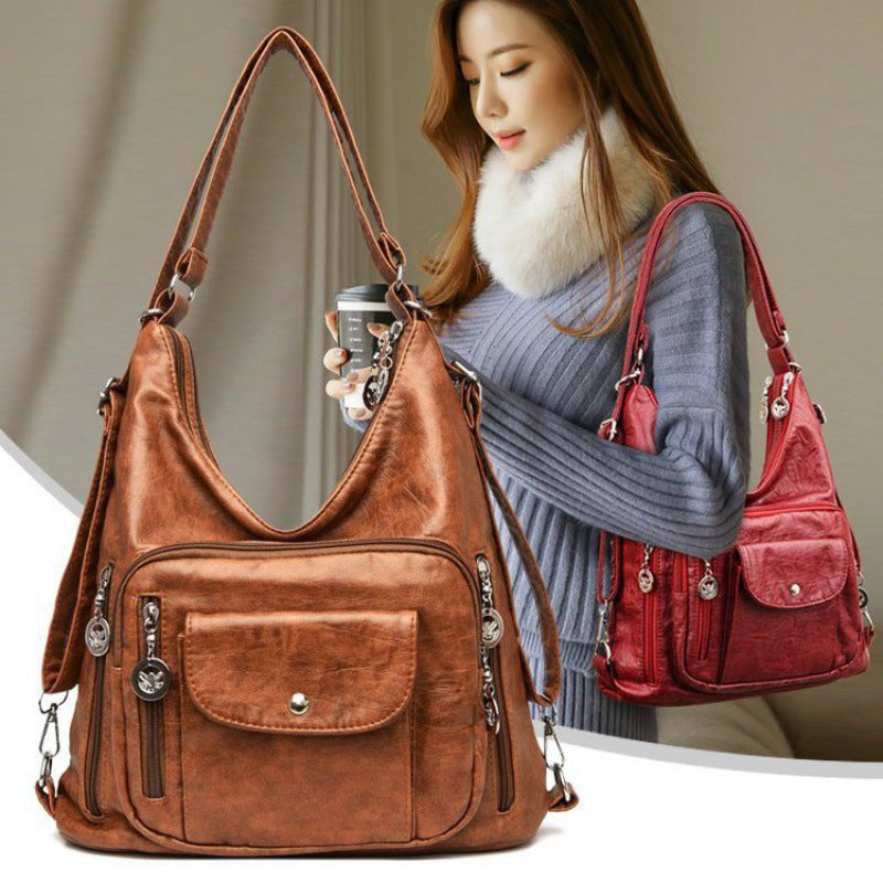 Stylish Large PU Bucket Bag Versatile Shoulder Bag for Everyday Use