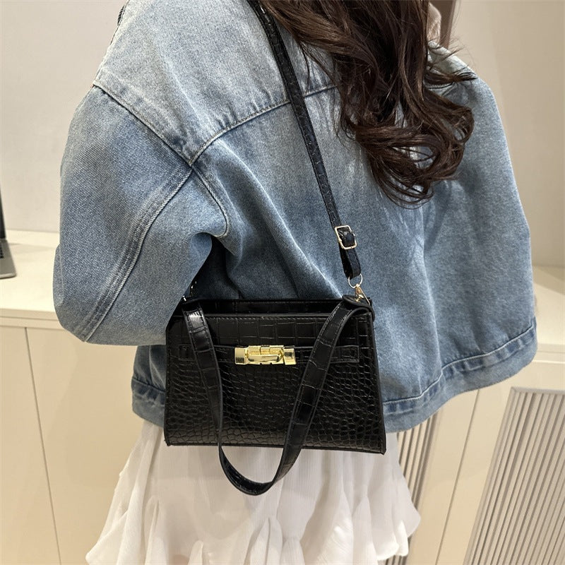Crocodile Pattern PU Handbag Medium Square Shoulder Bag