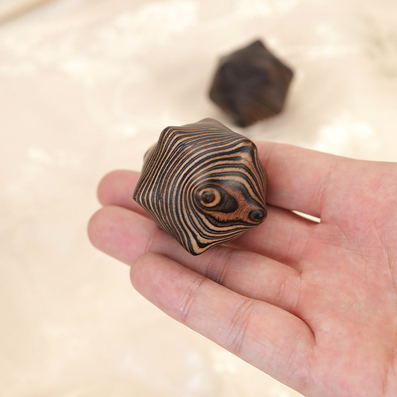 Zebra Wood Six-Pointed Star Hand Massage Ball - Acupressure Therapy & Stress Relief Tool