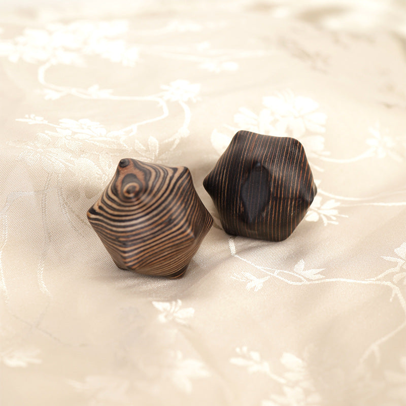 Zebra Wood Six-Pointed Star Hand Massage Ball - Acupressure Therapy & Stress Relief Tool