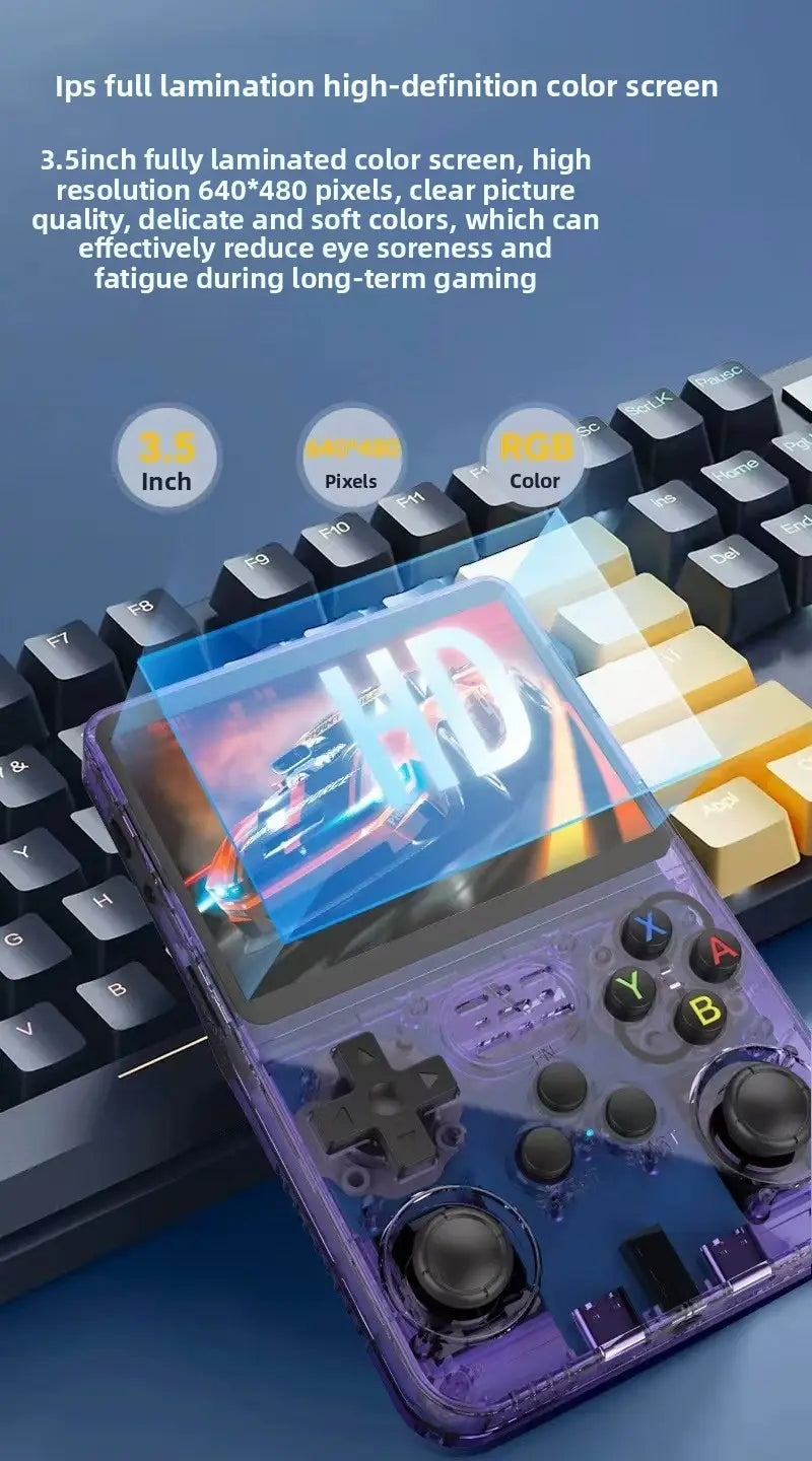 Android Retro Handheld Game Console - 3.5- Portable Gaming Device with PS1 & Arcade Support (64GB/128GB)