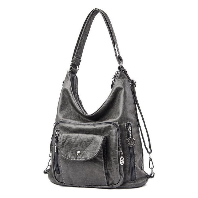 Stylish Large PU Bucket Bag Versatile Shoulder Bag for Everyday Use