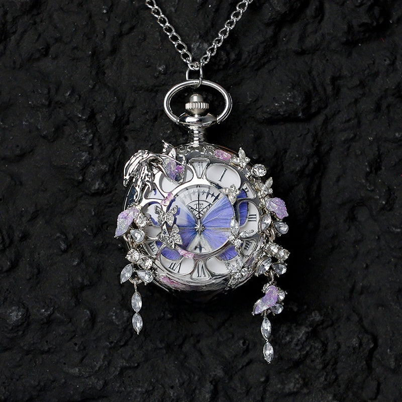 Real Butterfly Pocket Watch - Preserved Specimen Decorative Electronic Pocket Watch Gift